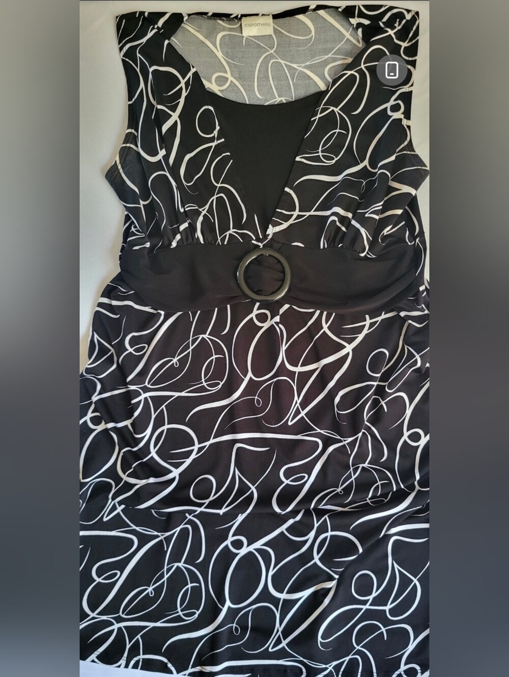 Black & White V-Neck Belted Dress